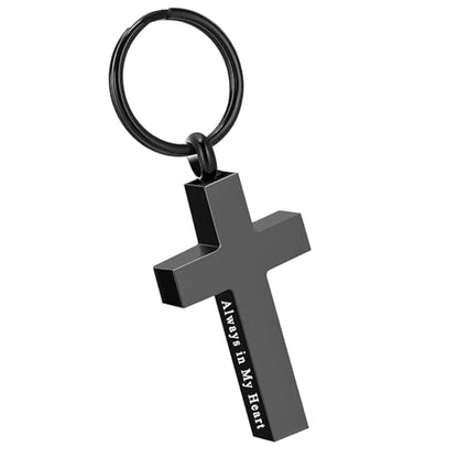 Cross Urn Keychain for Ashes - Cremation Pendant for Men Women - Memorial Jewelry Holder for Human Ashes