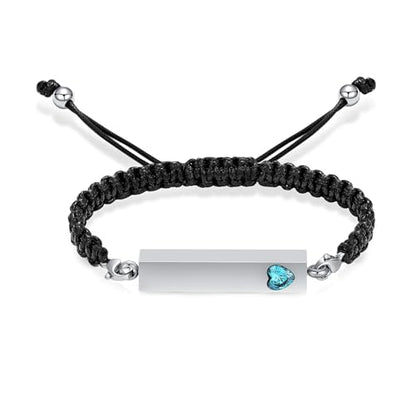 Hearbeingt Crystal Heart Cremation Jewelry Bar Urn Bracelet for Ashes - color: Silver-Light Blue stone