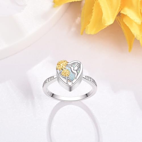 Hummingbird Cremation Urn Rings Holds Loved Ones Ashes 925 Sterling Silver Cremation Keepsake Ring Jewelry for Women