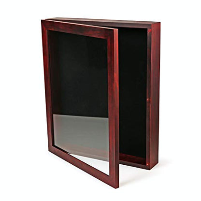 8x10 Large Shadow Box Frame, Deep Display Case, Red, Picture Frame, Graduation Cap, Military , Wedding Wood Frame - color: Cherry Red, size: 8x10