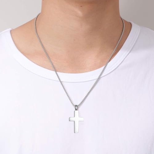 Cross Urn Necklace for Ashes for Men Women Cremation Jewelry Urns Locket Pendant Ashes Holder Memorial Jewelry-Always in My Heart - color: 2pcs Silver/Black