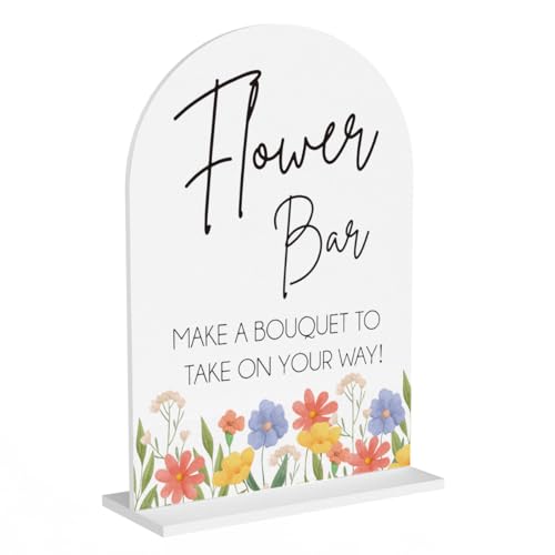 Flower Bar Sign, Wedding Engagement Bridal Shower Bouquet Flowers Decor for Desk Table Acrylic Decor 1 - color: Flower Bar