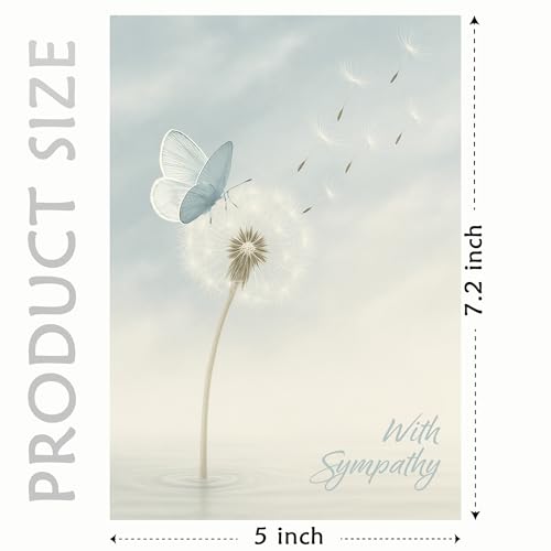 Cheerin Sympathy Card with Envelope - Bereavement Card for Loss of Loved One - Dandelion Theme Condolences Cards for Funeral or Memorial 5x7 Inch - style: DANDELION