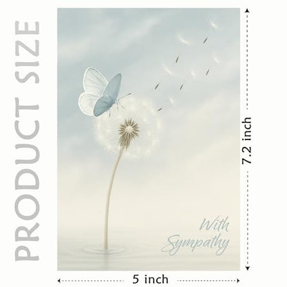 Cheerin Sympathy Card with Envelope - Bereavement Card for Loss of Loved One - Dandelion Theme Condolences Cards for Funeral or Memorial 5x7 Inch - style: DANDELION