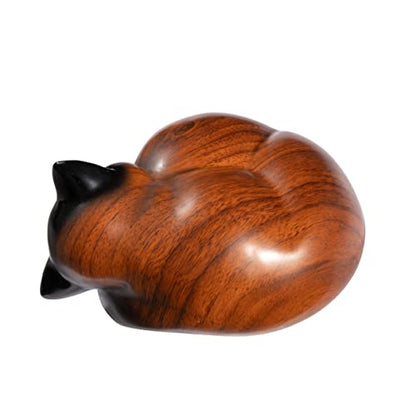 Pet Urns,Sleeping Resin Cremation Cat Urn, Cat Urns for Ashes, Small Animal Urn - color: Cherry