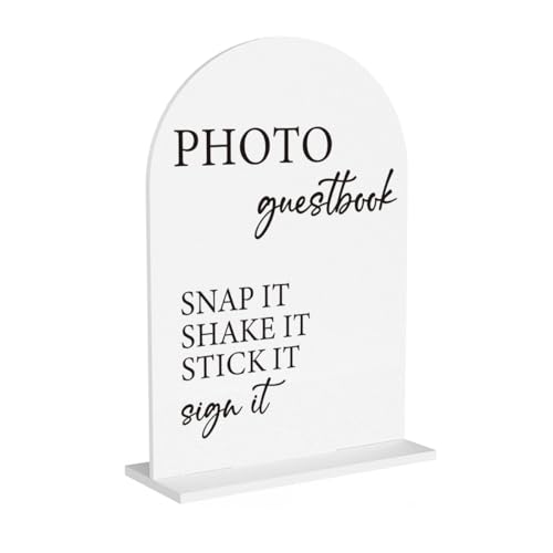 Photo Guest Book Sign, Please Sign Our Guestbook Sign for Wedding Engagement Bridal Shower Ceremony Reception Event Party Table Acrylic Decor 5"x7" - color: Photo