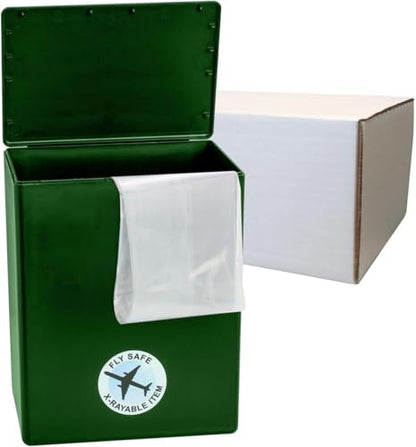 CarrySafe TSA-Approved Travel Urn Kit – Guaranteed Fly-Safe Temporary Cremation Urn for Human Ashes – Personalized, Airline Friendly, 200 Cu in, Green Plastic with Travel Box - color: Green