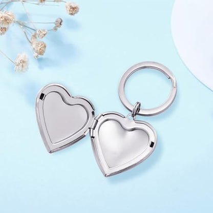 PHOCKSIN Silver Heart Locket Keychains for Women Gold Custom Locket Key Chain Personalized Picture Locket for Birthday Gifts - color: #09 Heart Silver Grandma, style: Regular(no Customize)