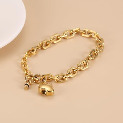 Heart Cremation Bracelets For Ashes Of Loved Ones Memorial Urn Bracelet For Women Stainless Steel Keepsake Jewelry - color: Gold