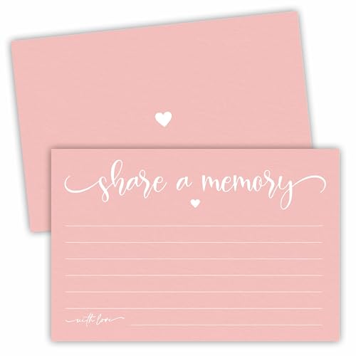 50 Pcs Share A Memory Cards - 4"x 6" Double Sided Fill，For Wedding, Anniversary, Graduation, Birthday, Retirement Party - Celebration Of Life Keepsake Cards（Pink）- A06 - color: Share A Memory(Pink)