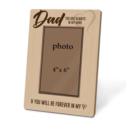 Rustic Wooden Dad Memorial Picture Frame for 4 x 6 Photograph, Heartfelt Remembrance Decor with Meaningful Saying, Thoughtful Sympathy Gift for Loss of Dad - color: Father18