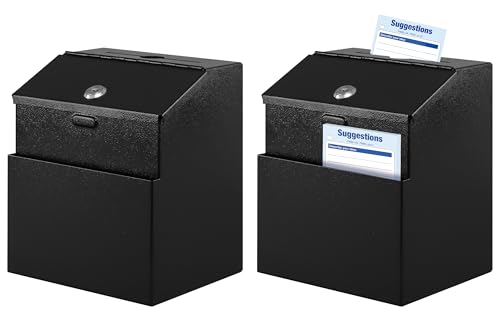 KYODOLED Suggestion Box with Slot and Lock, 100 Suggestion Cards, 2Pack - color: Black-03, size: 8 x 5.7 x 7 Inch