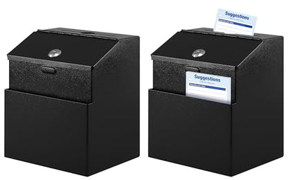 KYODOLED Suggestion Box with Slot and Lock, 100 Suggestion Cards, 2Pack - color: Black-03, size: 8 x 5.7 x 7 Inch