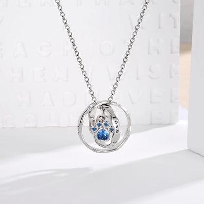 Sterling Silver Cremation Jewelry for Ashes Pendant Eternity Urn Necklace Keepsake Memorial Gifts You Are Always In My Heart I Love You Forever - color: White, style: Pet Paw Print