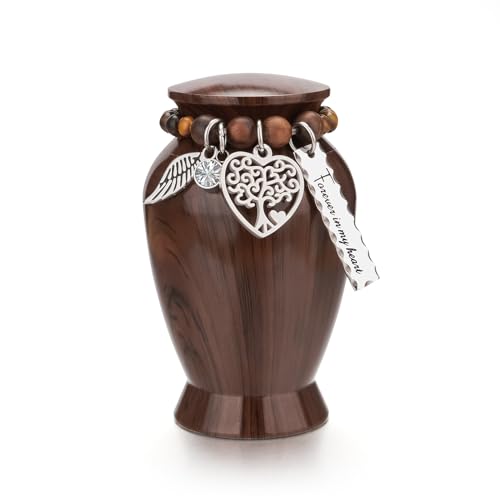 SOITIS Small Urns for Human Ashes Keepsake, 2.83 Inches Urn for Women Men, Aluminum Cremation Urns for Human Ashes- Decorative Urn with Wood Grain - color: Wood Grain