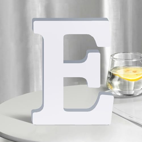 White Wooden Letters 8 Inch for Wall Decor,Large Unfinished Wood Letters for Home,Wooden Alphabet Letters for Crafts,Standing Garden Board or Room Name Signs DIY Carft (E) - color: E