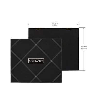New View Gifts MEMO Family 19' X 16' French Memo & Photo Board, Black Linen Fabric, 19" X 16" X .6" - color: Black, style: Family