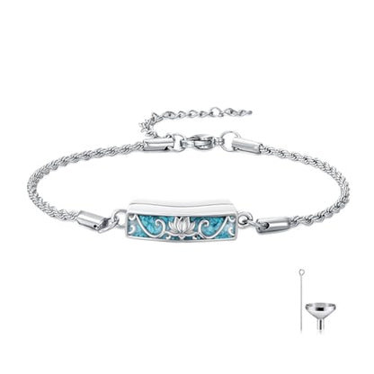 YYB Urn Bracelet for Ashes Hummingbird/Dragonfly/Butterfly/Sunflower Turquoise Locket Bracelet Cremation Memorial Jewelry Mothers Day Gifts for Women - color: Lotus
