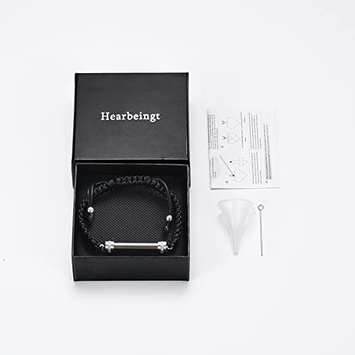 Hearbeingt Cylinder Cremation Bracelet for Ashes Adjustable Rope Urn Bangle - color: C-Silver-Always in My Heart