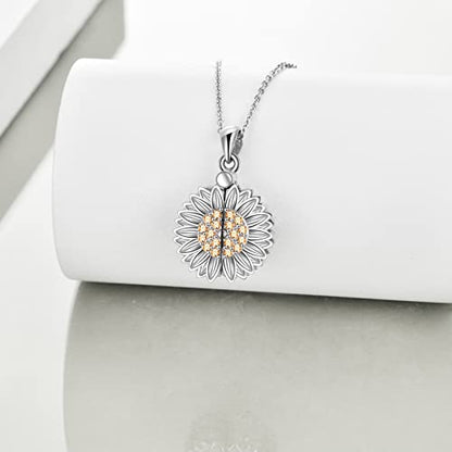 Heart/Cross/Infinity Moonstone Urn Necklace for ashes for Women Sterling Silver Dainty Cremation Jewelry Trendy Ashes Keepsake Memorial Gift for Mother/Grandma/Sister/Husband - style: Sunflower