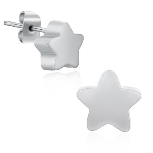 Small Star Urn Earrings for Ashes Cremation Earrings for Women Stainless Steel Cremation Jewelry Memorial Earring Keepsake Jewelry of Loved Ones with Fill Tool - color: Silver