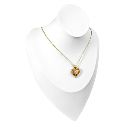 Paw Print Heart Pet Ashes Memorial Necklace with Mini Inner Box-B-Gold ﻿ | Pet Cremation Jewelry for Ashes, Cremation Urn Jewelry to Hold Dog & Cat Ashes Pendant with Box Filling Tools - color: B-Gold