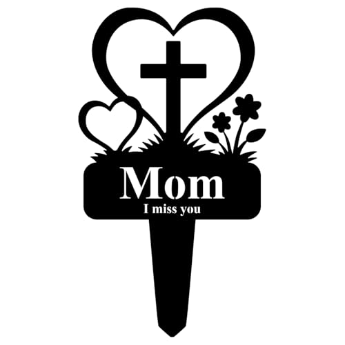 Memorial Grave Stake Mom - 12.5"x7.2" Metal Sympathy Plaque for Cemetery Decorations for Grave Markers Graveside Stakes Decor Sign for Graves Memorial Gift for Loss of Mom - color: Mam-1