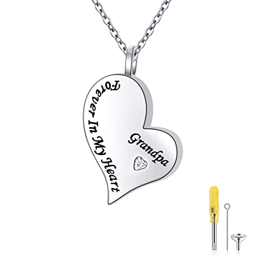 Ladytree 925 Sterling Silver Cremation Urn Necklace for Ashes - style: Grandpa