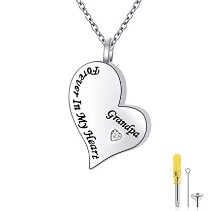 Ladytree 925 Sterling Silver Cremation Urn Necklace for Ashes - style: Grandpa