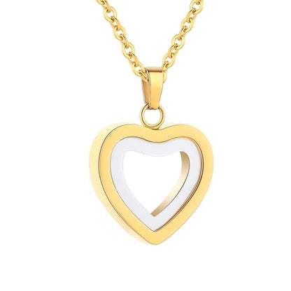 Glass Heart Cremation Urn Necklace for Ashes Stainless Steel Memorial Ash Pendant Keepsake Jewelry Cremation Jewelry for Women - color: Gold