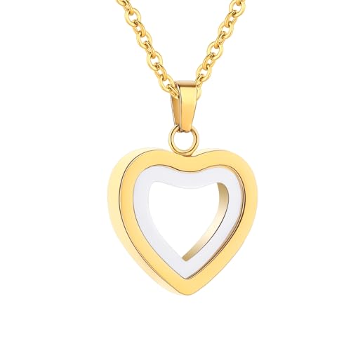 Glass Heart Cremation Urn Necklace for Ashes Stainless Steel Memorial Ash Pendant Keepsake Jewelry Cremation Jewelry for Women - color: Gold