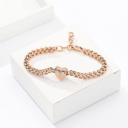 Heart Urn Link Bracelet for Ashes for Women Stainless Steel Cremation Jewelry Adjustable Keepsake Bangle Memorial Gift - color: D