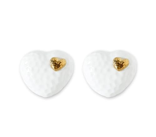 Set of 2 Elegant Small Heart-Shaped Ceramic Urn for Ashes – Perfect Keepsake Urns for Human Ashes, Mini Cremation Urn Box with Golden Heart Stopper