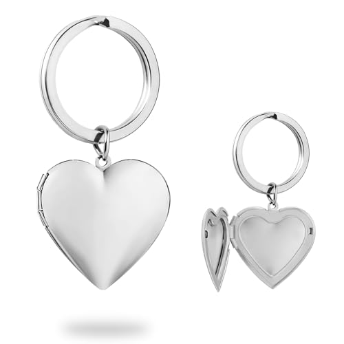 PHOCKSIN Silver Heart Locket Keychains for Women Gold Custom Locket Key Chain Personalized Picture Locket for Birthday Gifts - color: #02 Heart Silver (Hot!), style: Regular(no Customize)