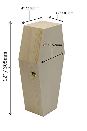 Creative Hobbies Medium 12 Inch Halloween Coffin Box - Fillable Hinged Box for Halloween Décor, Party Favor, Goth, Decoration, Pet Casket - size: 12" - 1 Pack