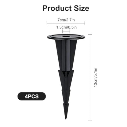4 Pcs Memorial Artificial Flower Holder, Patio Garden Floral Ground Spikes, Cemetery Flower Container Stakes, Black