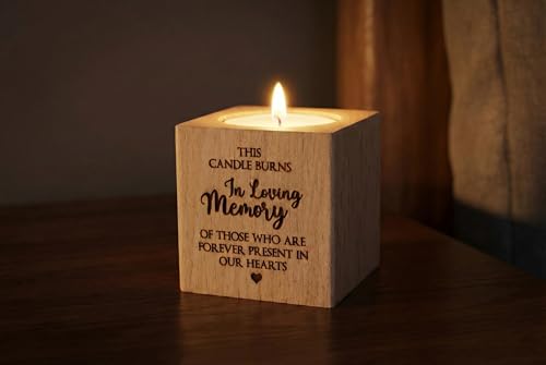 10 Pcs Wooden Memorial Candle Holder – in Loving Memory Gift, Sympathy Gift for Loss of a Loved One, Remembrance and Bereavement Gift, Celebration of Life Decor (Forever)