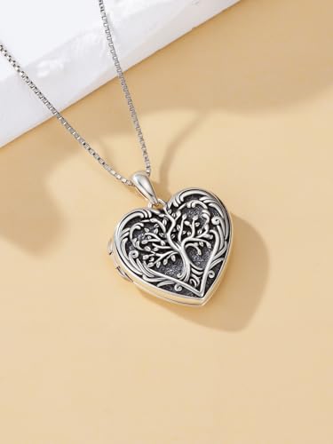 Poiuy Heart Locket Necklace for Women Photo Locket Necklace Gifts For Women | That Holds Pictures Locket Jewelry Anniversary Birthday Christmas Memento Gifts for Mom Daughter Women Girlfriend Sister - style: 04-tree of life