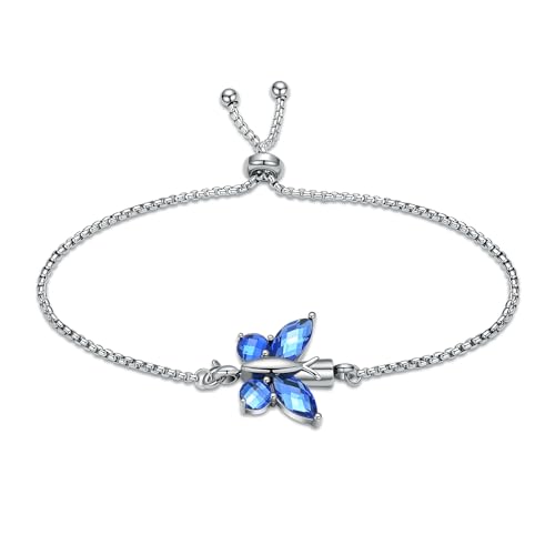 constantlife Crystal Butterfly Cremation Bracelet for Ashes for Women Stainless Steel Pendant Urn Keepsake Adjustable Wristband Bangle Memorial Jewelry Gift - color: Blue