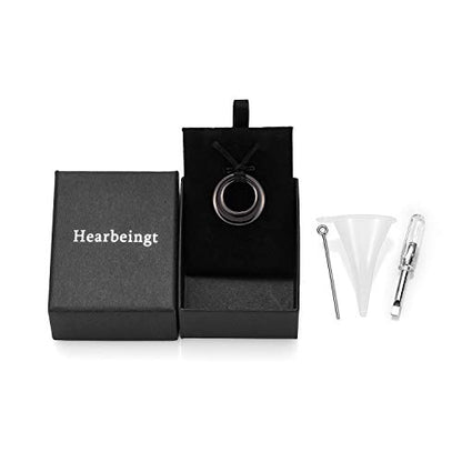 Hearbeingt Cremation Jewelry Urn Necklace for Ashes for Women Men, Circle of Life Eternity Memorial Pendant Ash Jewelry - color: Gun