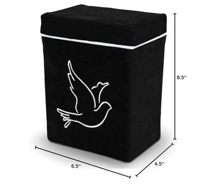 Velvet Urn Bag with TSA Approved Cremation Container | Holds Cremated Ashes of Human Adult | For Use in a Niche or Ground Burial | Fits the Crowne Burial Urn Vault (Black with Dove) - color: Black With Dove