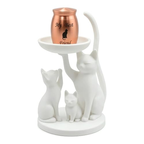 White Cat urn，Cat Memorial,Pet Urn for Cat Ashes