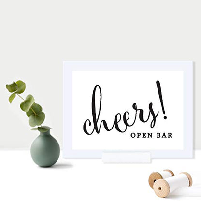 Andaz Press Wedding Framed Party Signs, Formal Black and White, 5x7-inch, Open Bar Cheers!, 1-Pack, Includes Frame, Alcohol Beer and Wine Sign - color: Alcohol Open Bar