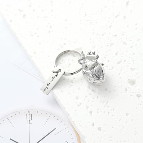 XSMZB Heart Cremation Jewelry Ashes Pendant for Human Pet Funeral Urn Necklace for Ashes Women Men Memorial Urn Jewelry - color: Silver Keychain