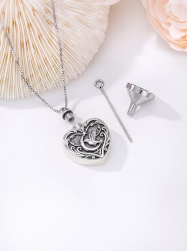 WINNICACA Cremation Jewelry for Ashes Locket Ashes Necklace Urn Necklace for Women Sterling Silver Cremation Necklace for Ashes Fine Keepsake Picture Necklace Memorial Jewelry - style: D07-Hummingbird Urn Necklace