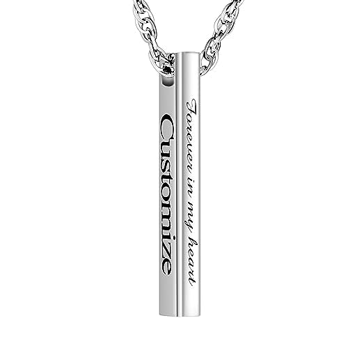 abooxiu Urn Necklace for Human Ashes Cremation Jewelry for Ashes Stainless Steel Keepsake Ashes Necklace Memorial Urn Jewelry Pendant for Women Men - Forever in my heart - style: Silver-engraving