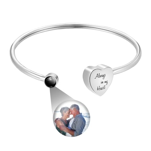 XIUDA Urn Bracelet for Human Ashes Butterfly Heart Ash Bracelet for Women Stainless Steel Openable Cuff Bangle Cremation Bracelet - Always in My Heart - color: Silver-engraved