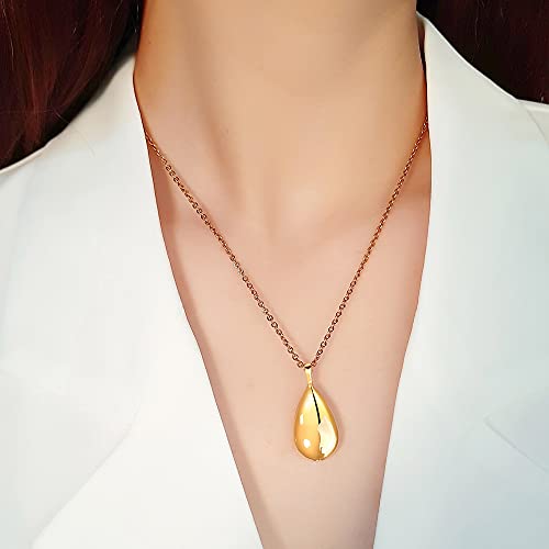 Jude Jewelers Stainless Steel Wate Drop Tear Shaped Memorial Keepsake Cremation Ash Urn Pendant Necklace - color: Gold