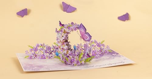 Moon Butterflies Pop Up Sympathy Cards with Envelopes, Sorry for Your Loss Card, Religious Pop Up Sympathy for Loss of Loved one, Mother, Father, Husband (PQ Moon Butterflies) - color: Moon Butterflies