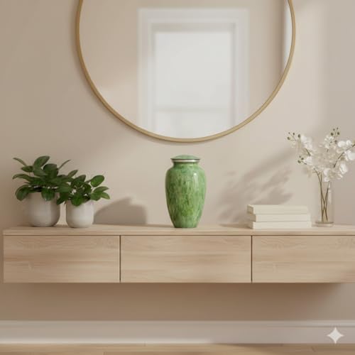 Apollonia Green Adult Cremation Urn - Serene Funeral Urn with a Stunning Faux Marble Finish (Large)